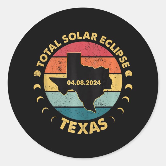 Solar Eclipse 2024 Texas Solar Eclipse Tank Top  Classic Round Sticker (Front)