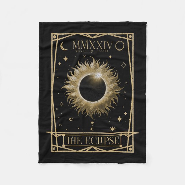 Solar Eclipse 2024 Total Eclipse Astronomy Tarot C Fleece Blanket (Front)