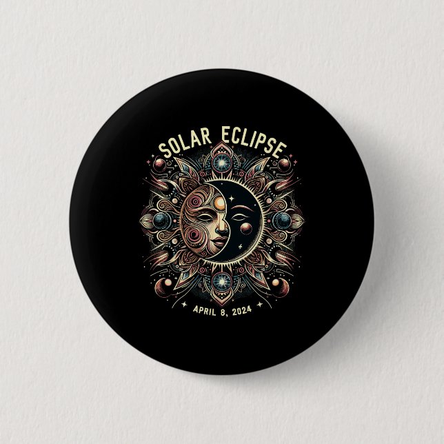 Solar Eclipse 2024 Total Solar Eclipse 4.08.24 Kid 6 Cm Round Badge (Front)