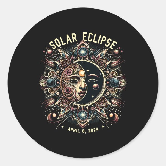 Solar Eclipse 2024 Total Solar Eclipse 4.08.24 Kid Classic Round Sticker (Front)