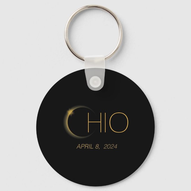 Solar Eclipse 2024 Total Solar Eclipse State Ohio  Key Ring (Front)