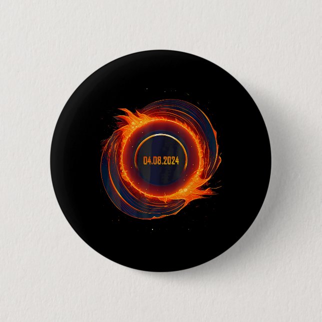 Solar Eclipse 2024 Total Sun Eclipse  6 Cm Round Badge (Front)