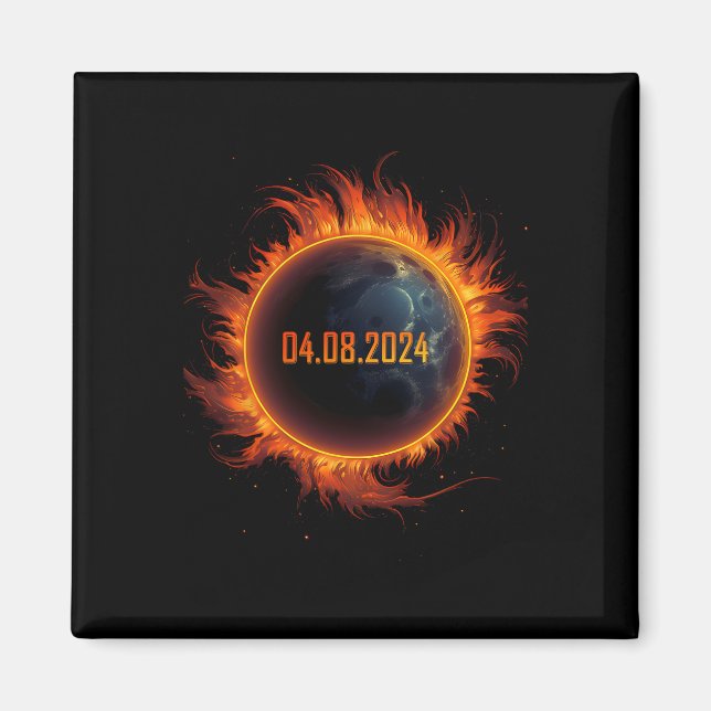 Solar Eclipse 2024 Total Sun Eclipse  Magnet (Front)