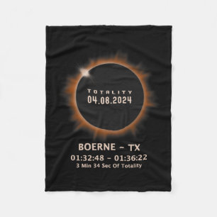 Solar Eclipse 2024 Totality 04.08.24 Texas Tx Fleece Blanket