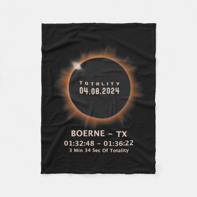 Solar Eclipse 2024 Totality 04.08.24 Texas Tx  Fleece Blanket (Front)