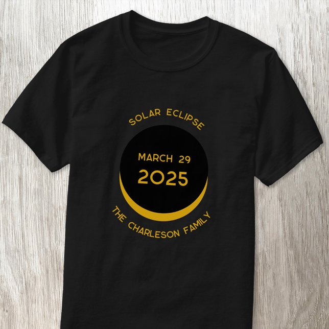 Solar Eclipse 2025 Personalised T-Shirt (Personalized custom name partial Solar Eclipse March 29 2025 t-shirt)