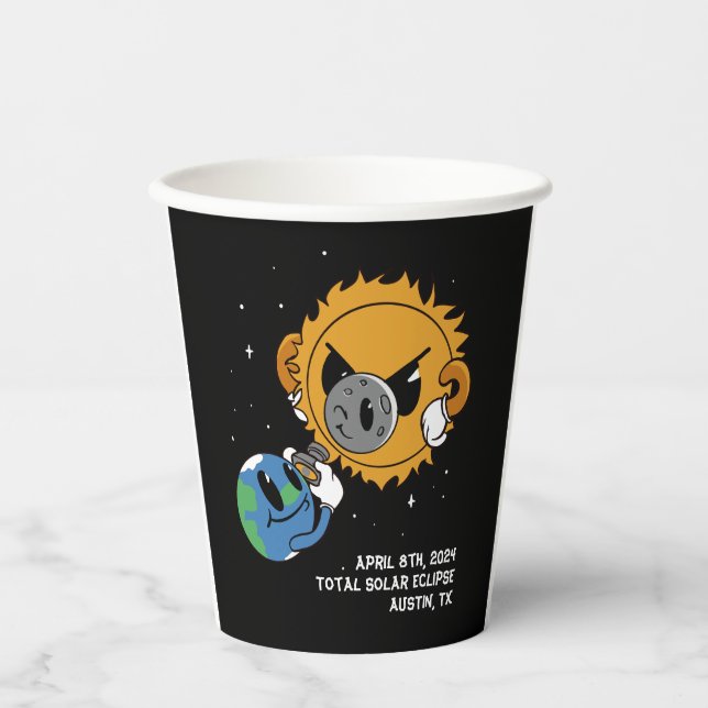 Solar Eclipse 2025 Photobomb Personalised Paper Cups (Front)