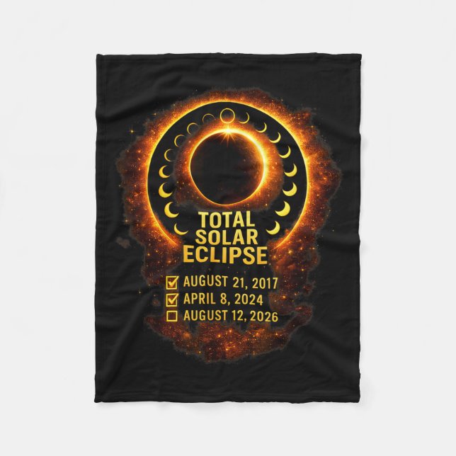 Solar Eclipse 2026 2024 2017 Total Solar-Eclipse Fleece Blanket (Front)
