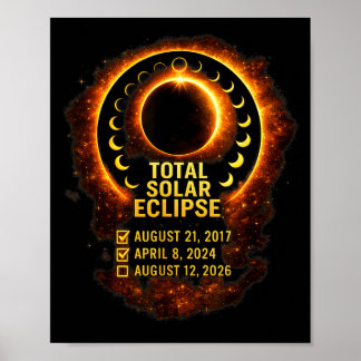 Solar Eclipse 2026 2024 2017 Total Solar-Eclipse Poster