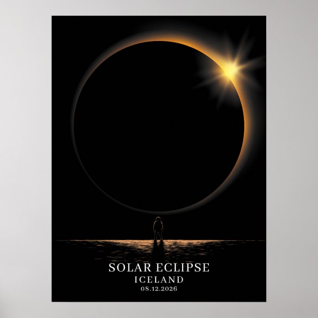 Solar Eclipse 2026 Iceland Celestial Poster (Front)