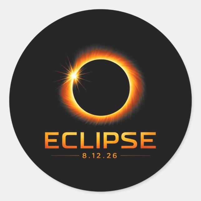 Solar Eclipse 2026 Total Solar Eclipse August 12 3 Classic Round Sticker (Front)