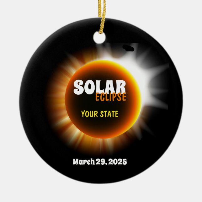 Solar Eclipse 3/29/2025 Custom Text Ceramic Ornament (Front)