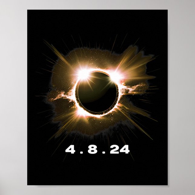 Solar Eclipse 4.8.24 Totality Event 2024 Souvenir  Poster (Front)