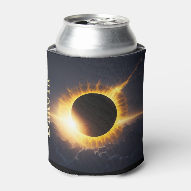 Solar Eclipse Add Name Drink Can Cooler (Can Front)