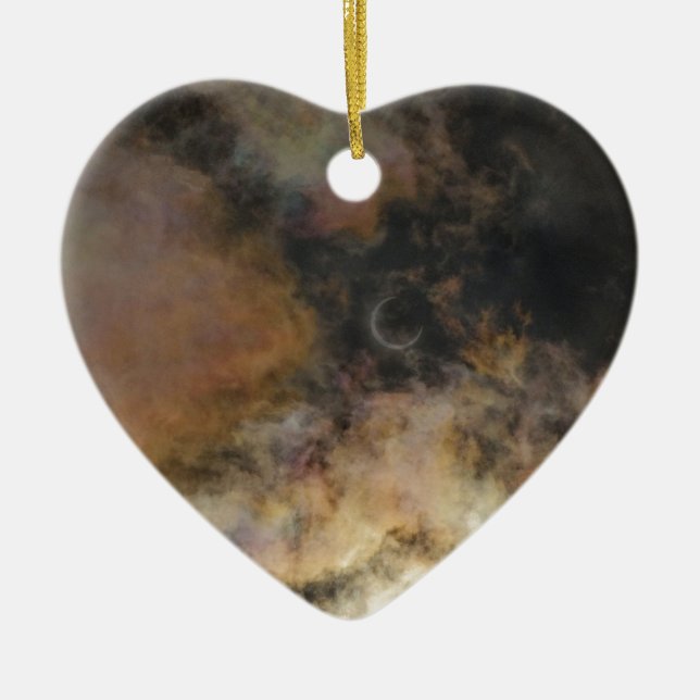Solar Eclipse and Clouds Ceramic Ornament (Front)