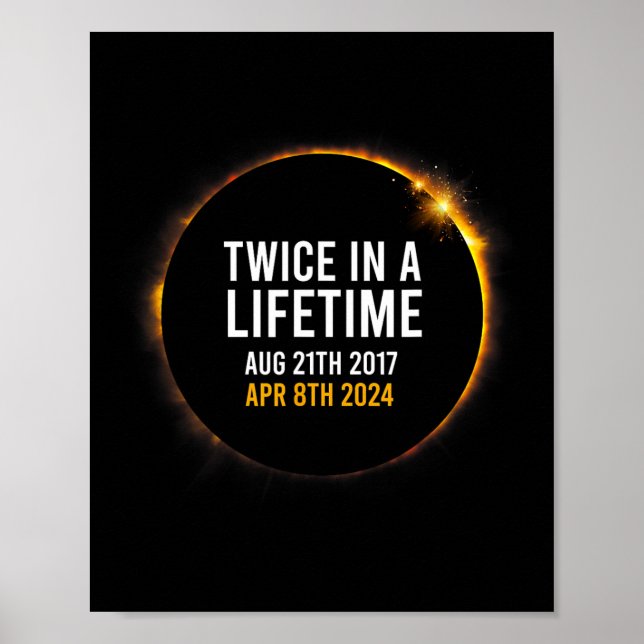 Solar Eclipse Apr 8 2024 Totality Twice Times In A Poster (Front)