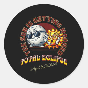 Solar Eclipse April 2024 Sun Is Getting Mooned Classic Round Sticker