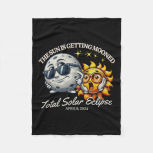 Solar Eclipse April 2024 Sun Is Getting Mooned Fleece Blanket
