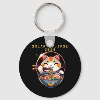 Solar Eclipse April 8 2024 Astronomy Kawaii Cat Key Ring