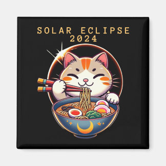 Solar Eclipse April 8 2024 Astronomy Kawaii Cat Magnet