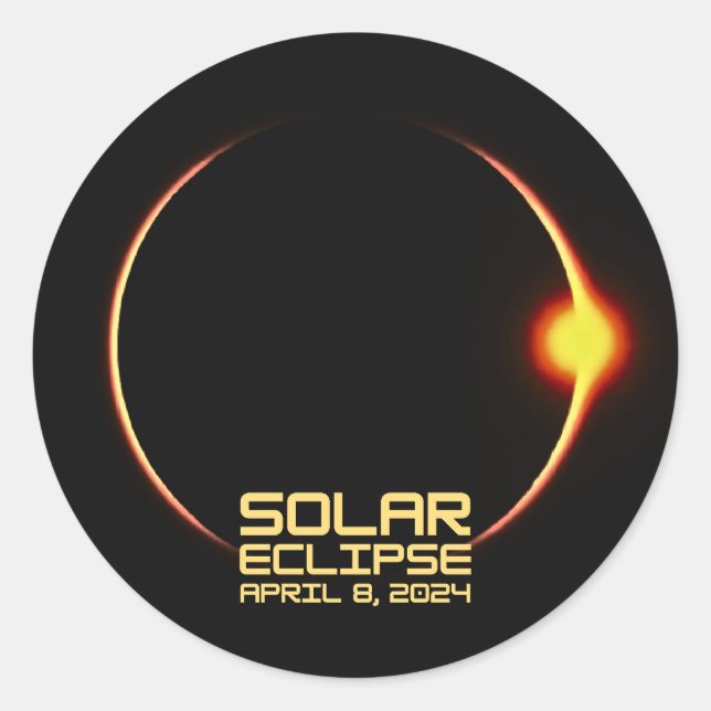 Solar Eclipse April 8, 2024 Classic Round Sticker (Front)