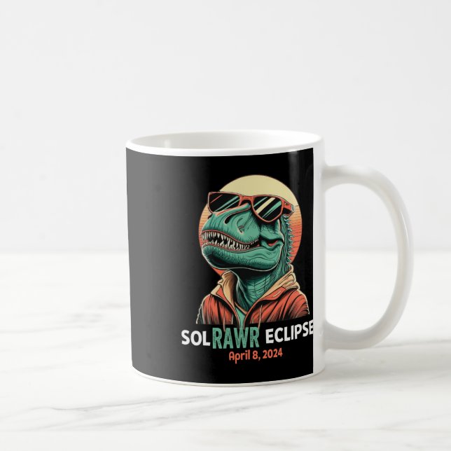 Solar Eclipse April 8 2024 Eclipse Kids Boys Trex  Coffee Mug (Right)