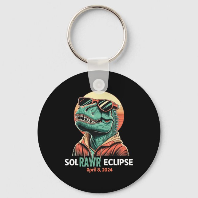 Solar Eclipse April 8 2024 Eclipse Kids Boys Trex  Key Ring (Front)