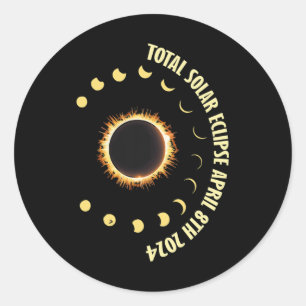 Solar Eclipse April 8 2024 Matching Group Wear Classic Round Sticker