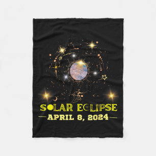 Solar Eclipse April 8 Path Illustration Fleece Blanket
