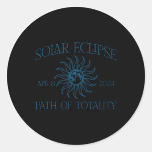 Solar Eclipse April 8 Path Of Totality Vintage Men Classic Round Sticker