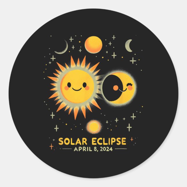 Solar Eclipse April 8 Total Solar Eclipse 2024  Classic Round Sticker (Front)