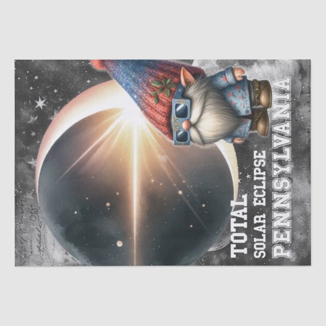 Solar Eclipse Astronomy Celestial Gnome Tissue Paper (Front)