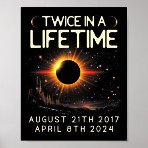 Solar Eclipse Astronomy Twice In Lifetime 2024 Sol Poster