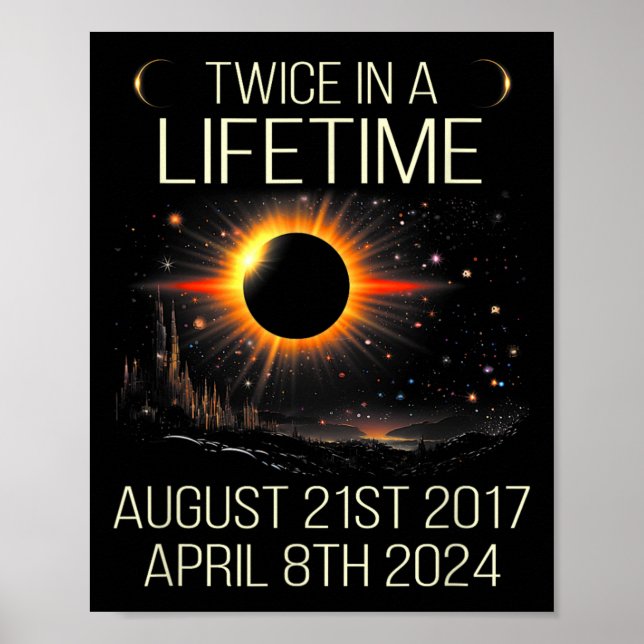 Solar Eclipse Astronomy Twice In Lifetime 2024 Sol Poster (Front)