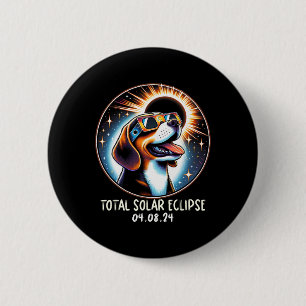 Solar Eclipse Beagle Wearing Glasses Pet April 8 2 6 Cm Round Badge