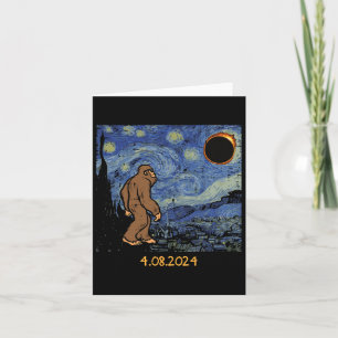 Solar Eclipse Bigfoot Starry Night Sasquatch Men W Card