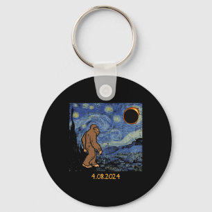 Solar Eclipse Bigfoot Starry Night Sasquatch Men W Key Ring