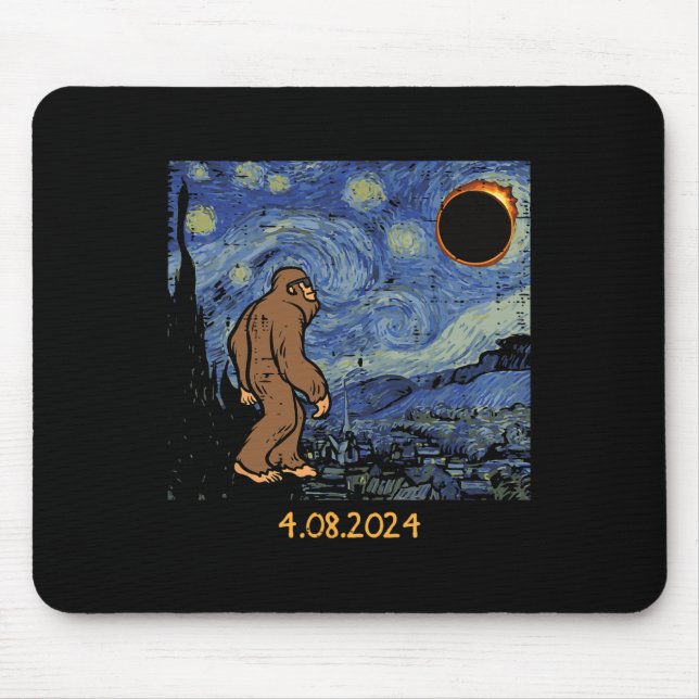 Solar Eclipse Bigfoot Starry Night Sasquatch Men W Mouse Pad (Front)
