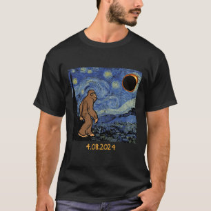 Solar Eclipse Bigfoot Starry Night Sasquatch Men W T-Shirt