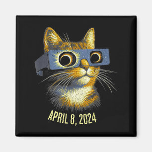 Solar Eclipse Black Cat Lover Illustration Magnet