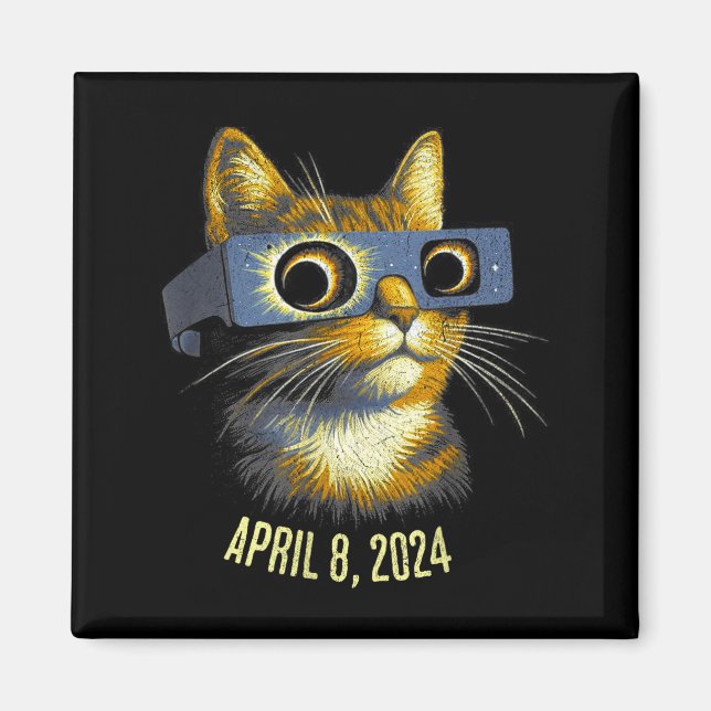 Solar Eclipse Black Cat Lover Illustration Magnet (Front)