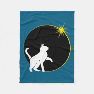 Solar Eclipse Cat Cat Lover Fleece Blanket