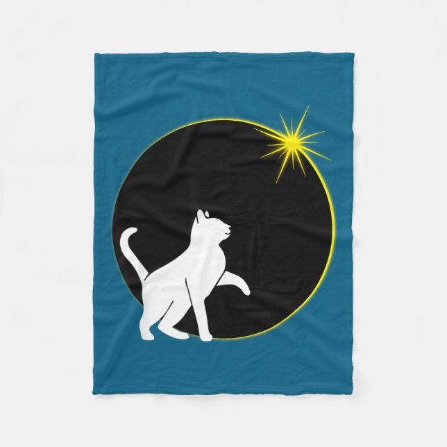 Solar Eclipse Cat Cat Lover Fleece Blanket (Front)