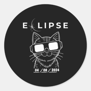 Solar Eclipse Cat Glasses Cat Classic Round Sticker