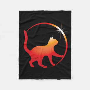 Solar Eclipse Cat Lover Total Illustration Fleece Blanket