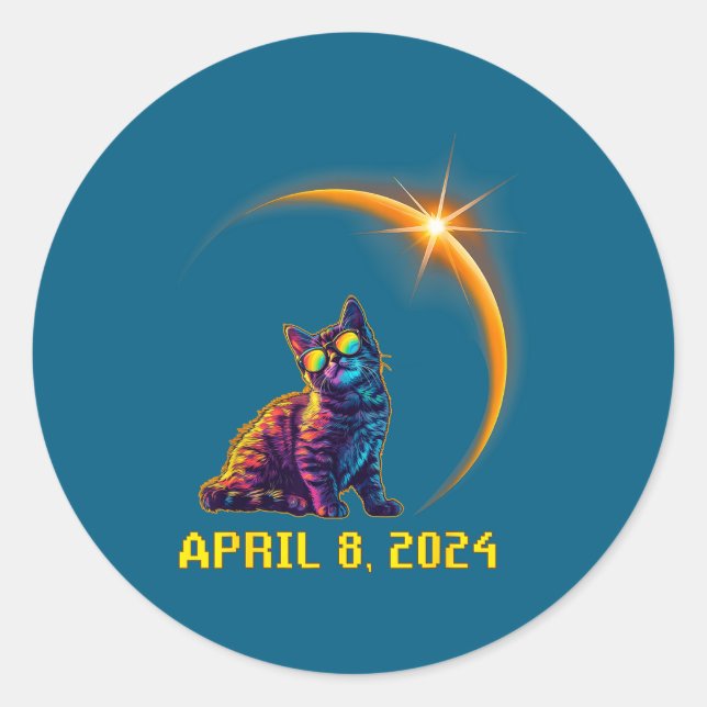 Solar Eclipse Cat Solar Eclipse Classic Round Sticker (Front)