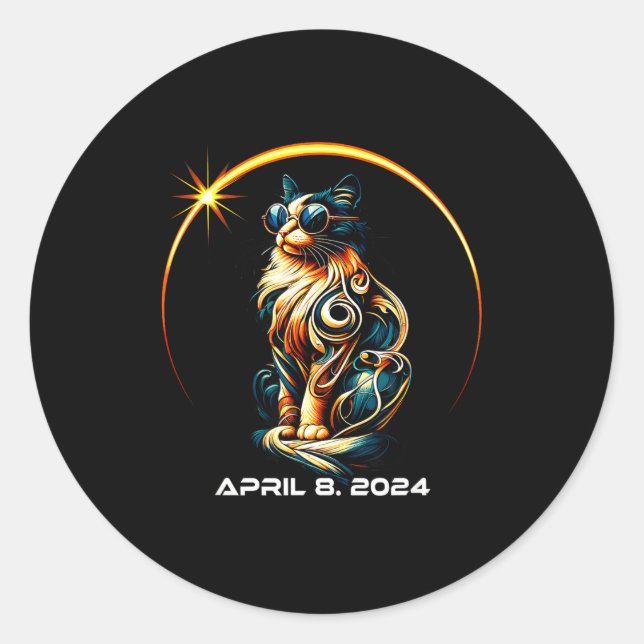 Solar Eclipse Cat Solar Eclipse Classic Round Sticker (Front)