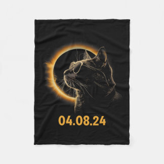 Solar Eclipse Cat Solar Eclipse Glasses Cat Fun  Fleece Blanket