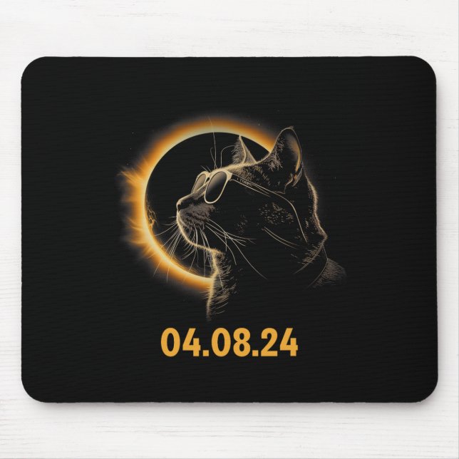 Solar Eclipse Cat Solar Eclipse Glasses Cat Funny  Mouse Pad (Front)