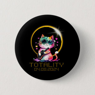 Solar Eclipse Cat Wearing Solar Eclipse Glasses 6 Cm Round Badge